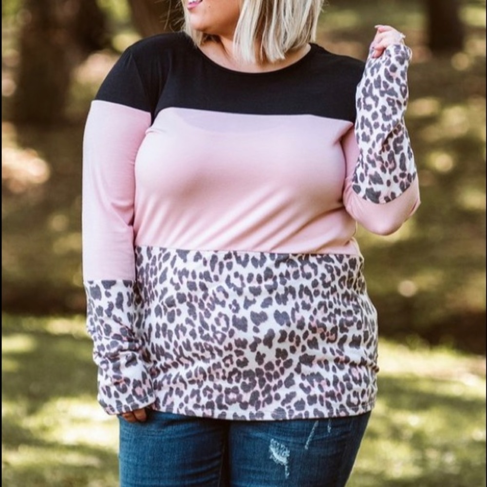 Pink and black leopard sweater